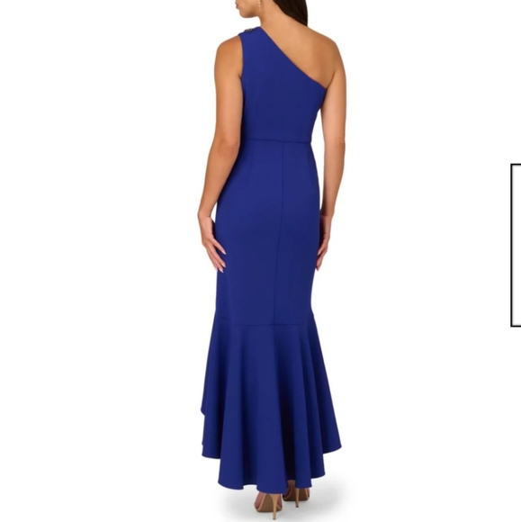 Papell Studio Blue One-Shoulder Dress - Picture 2 of 14